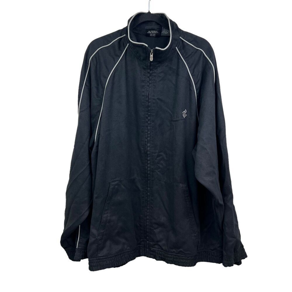 Rocawear Mens Jacket Full Zip Mock Neck Lined Pockets Black Size XXL *